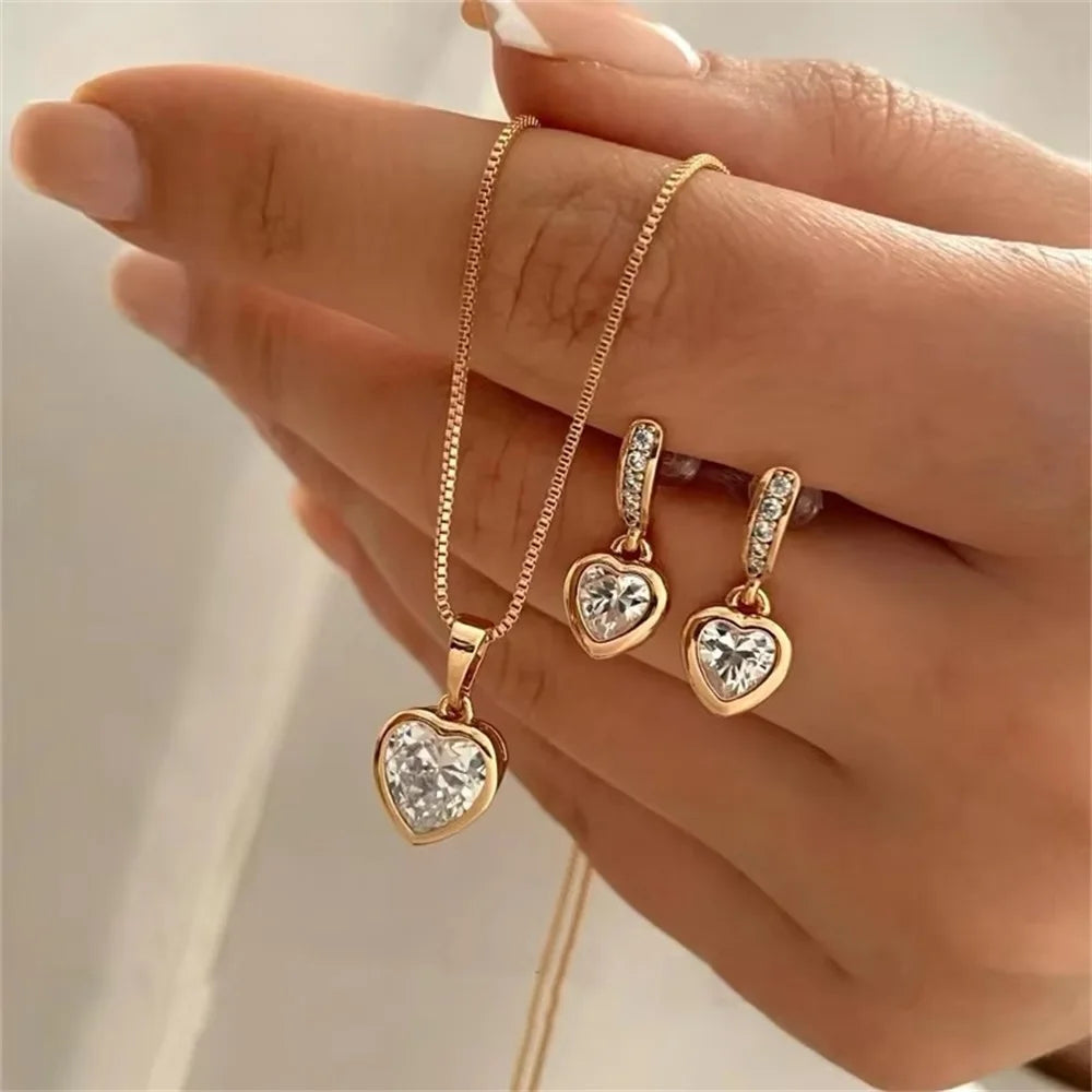 Conjunto de Joyas Corazón con Circonia